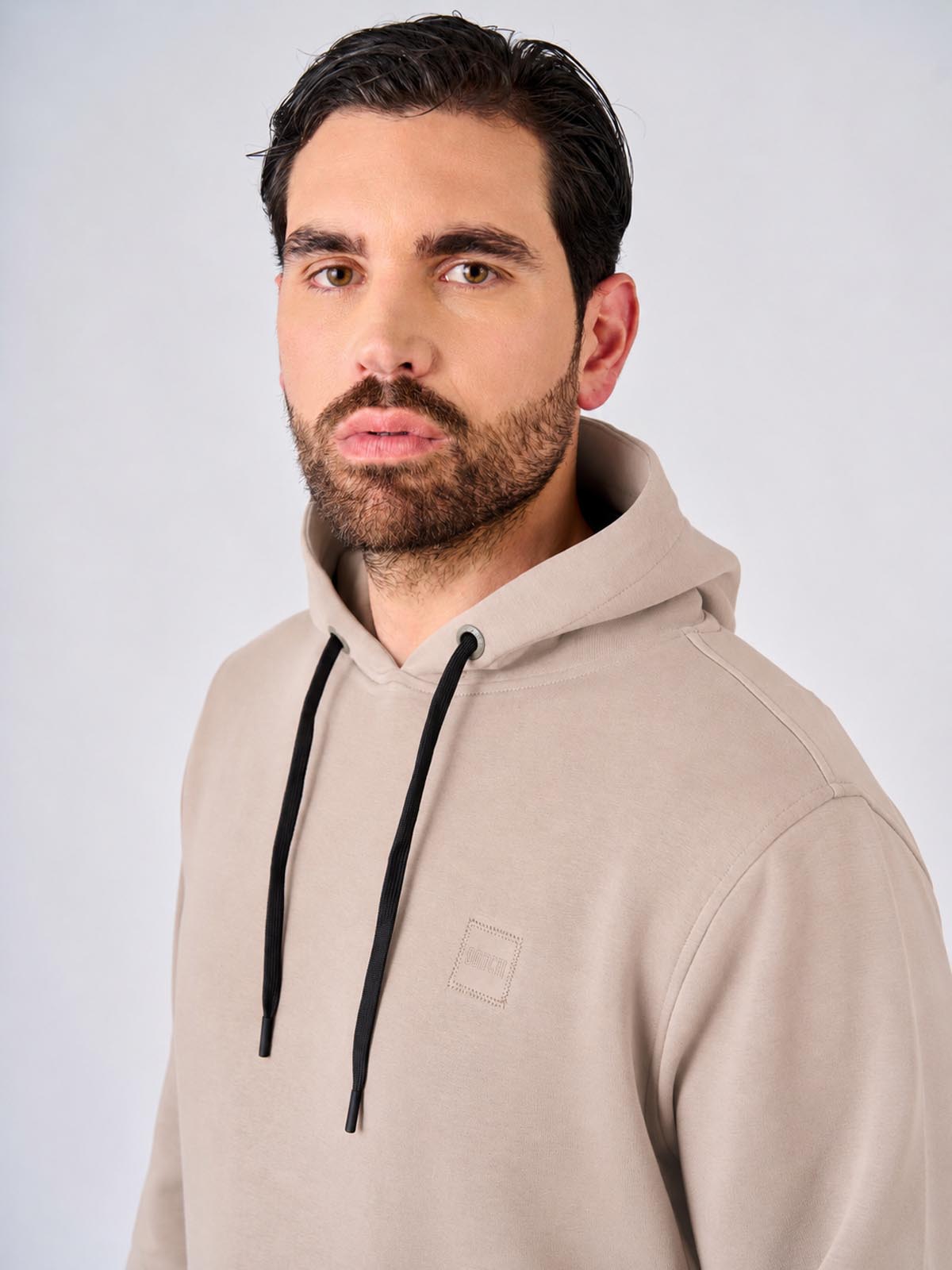 Felpa con cappuccio in interlock con tasche