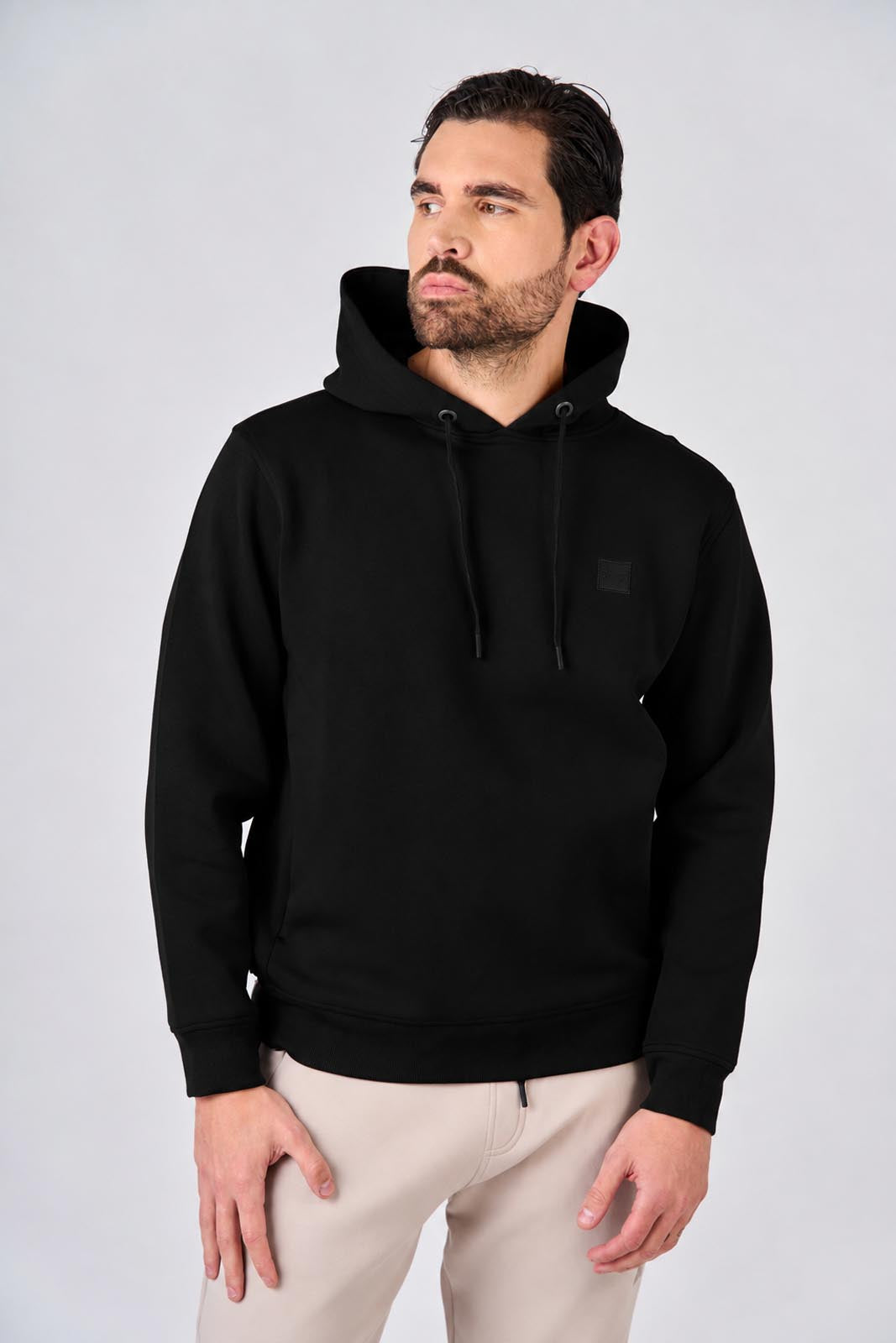 Felpa con cappuccio in interlock con tasche