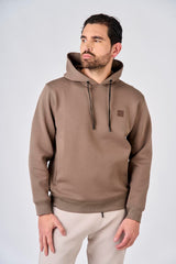 Felpa con cappuccio in interlock con tasche