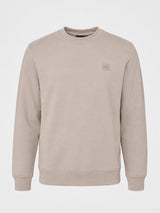 Felpa girocollo in interlock con patch logo