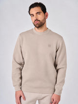 Felpa girocollo in interlock con patch logo
