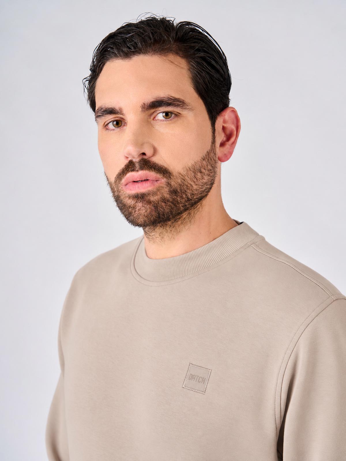 Felpa girocollo in interlock con patch logo