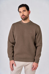 Felpa girocollo in interlock con patch logo