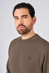 Felpa girocollo in interlock con patch logo