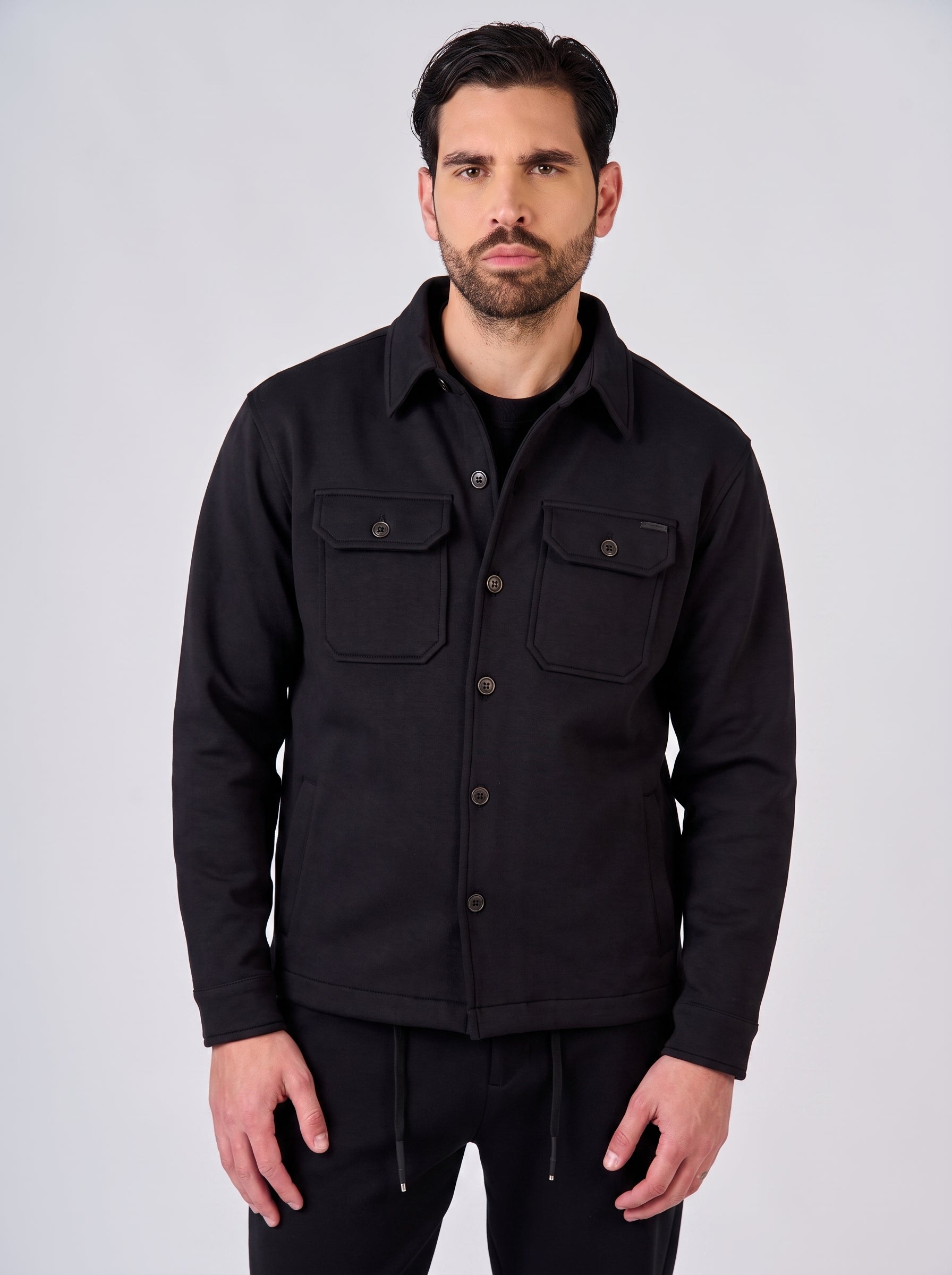 Overshirt in interlock con tasche