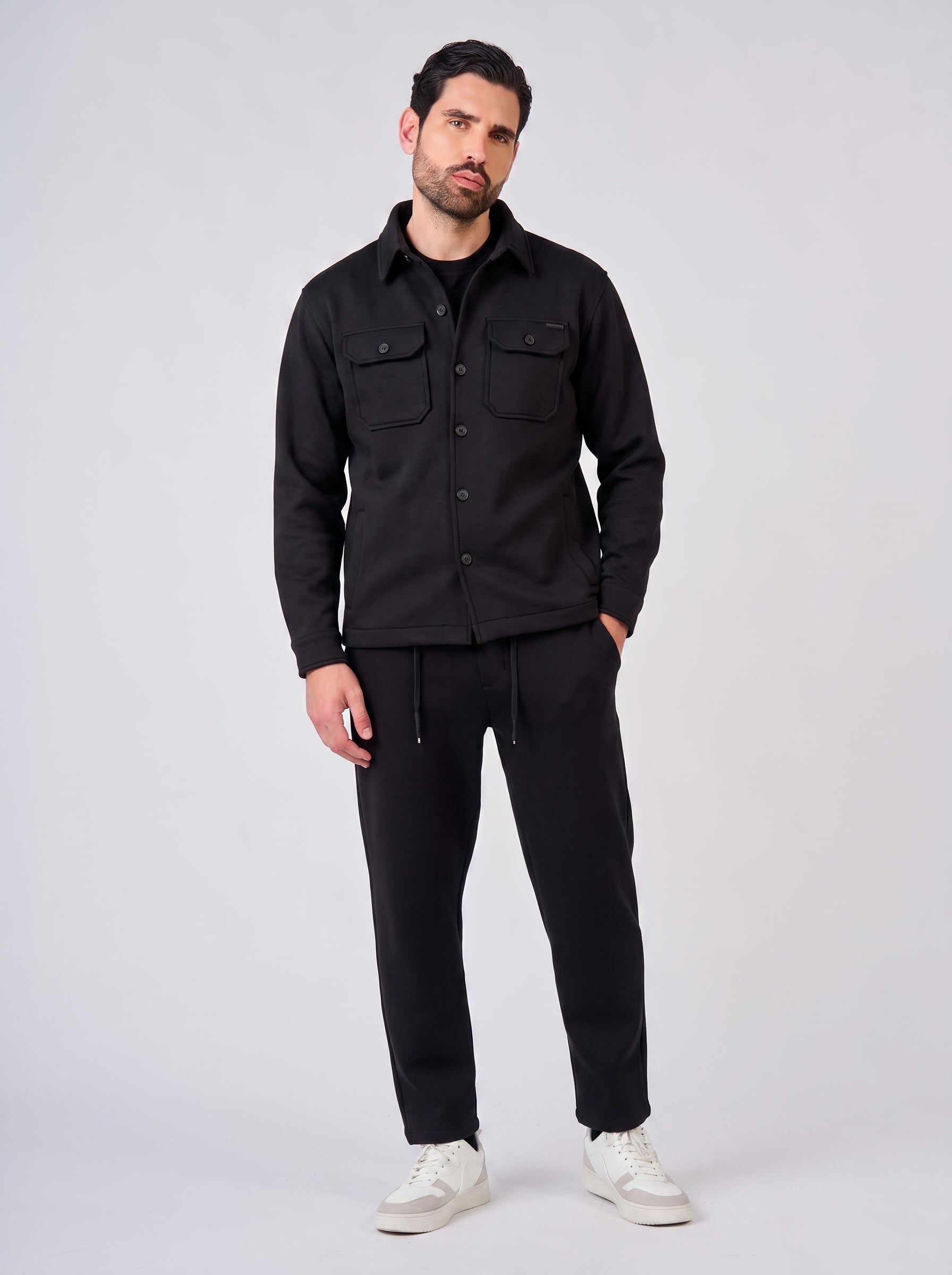 Overshirt in interlock con tasche