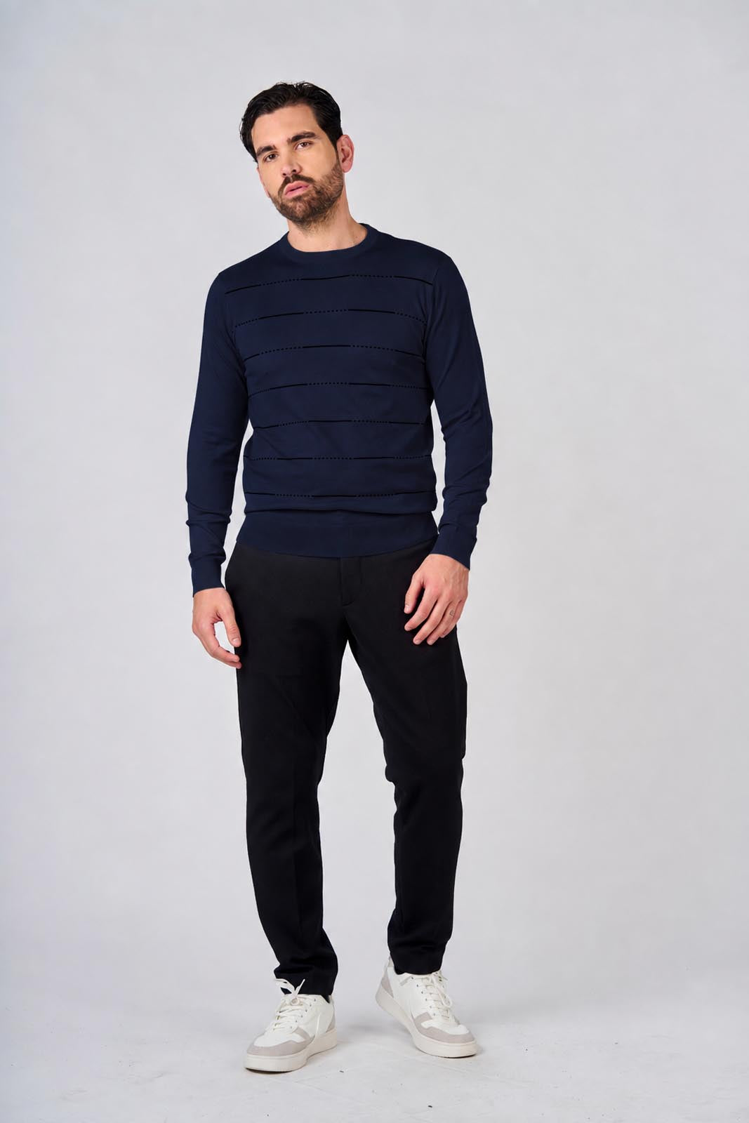 Maglia girocollo con motivo a righini