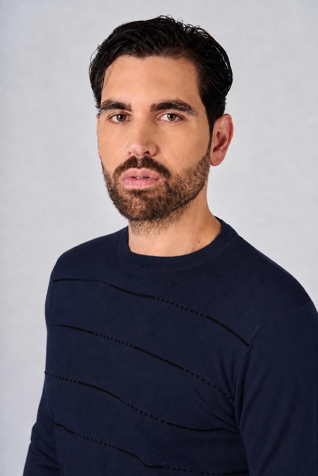 Maglia girocollo con motivo a righini