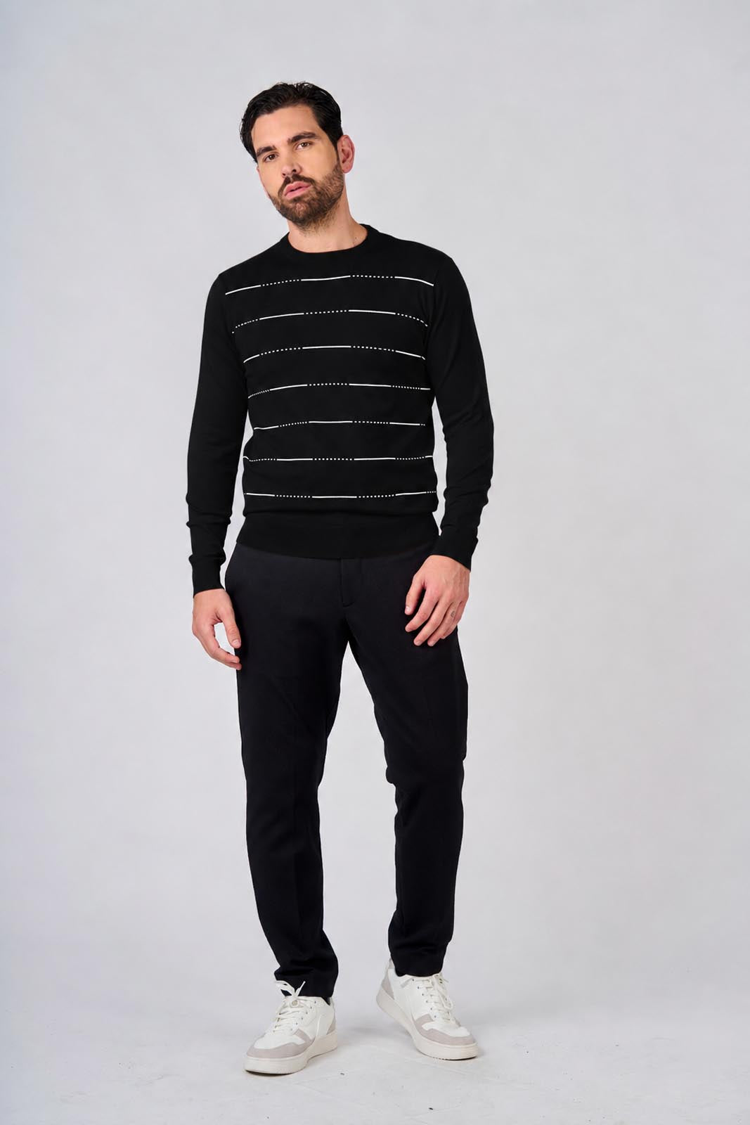 Maglia girocollo con motivo a righini