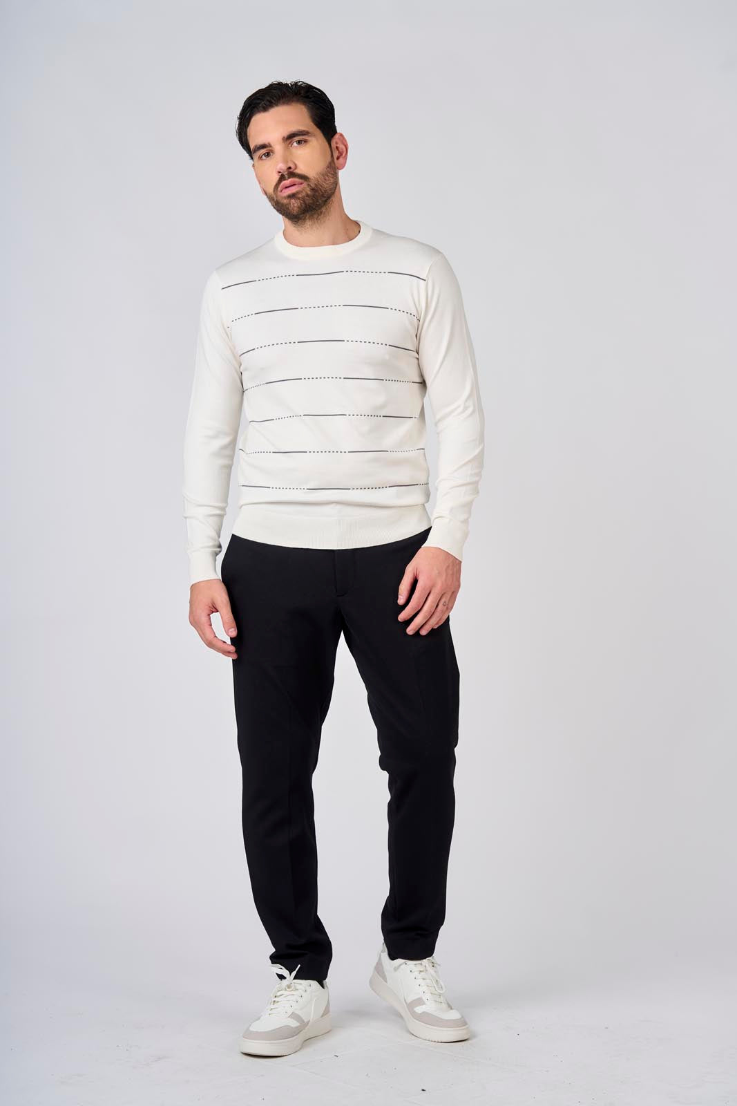 Maglia girocollo con motivo a righini