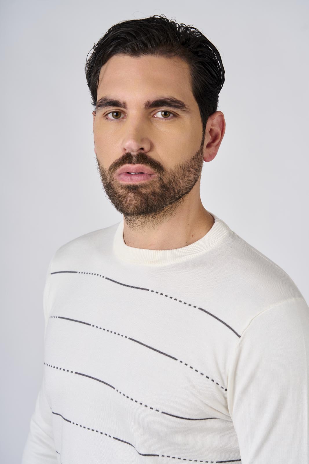 Maglia girocollo con motivo a righini