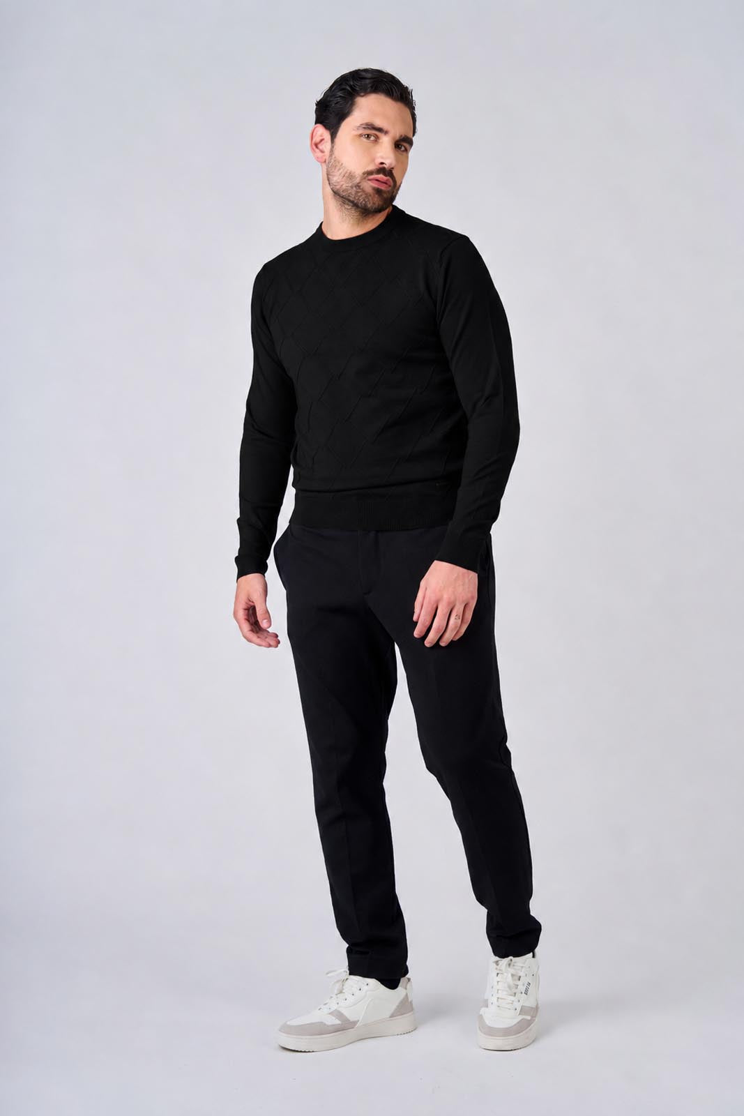 Maglia girocollo con motivo jacquard
