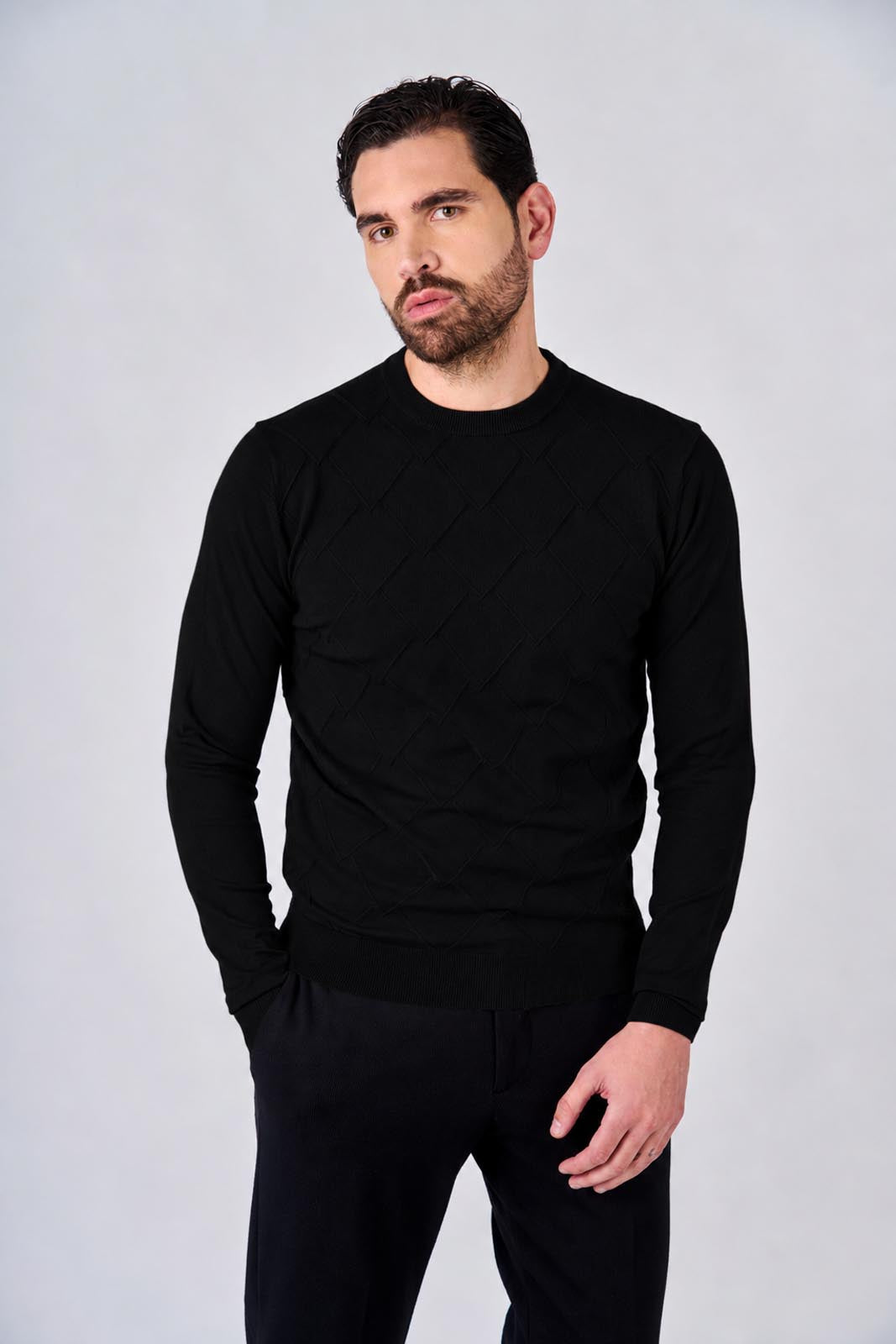 Maglia girocollo con motivo jacquard
