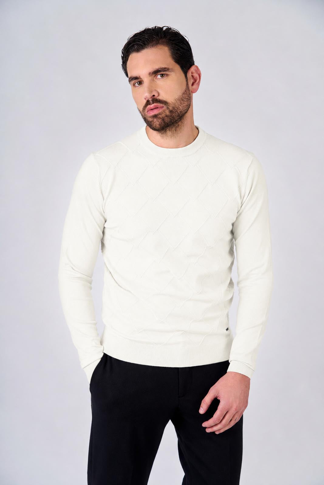 Maglia girocollo con motivo jacquard