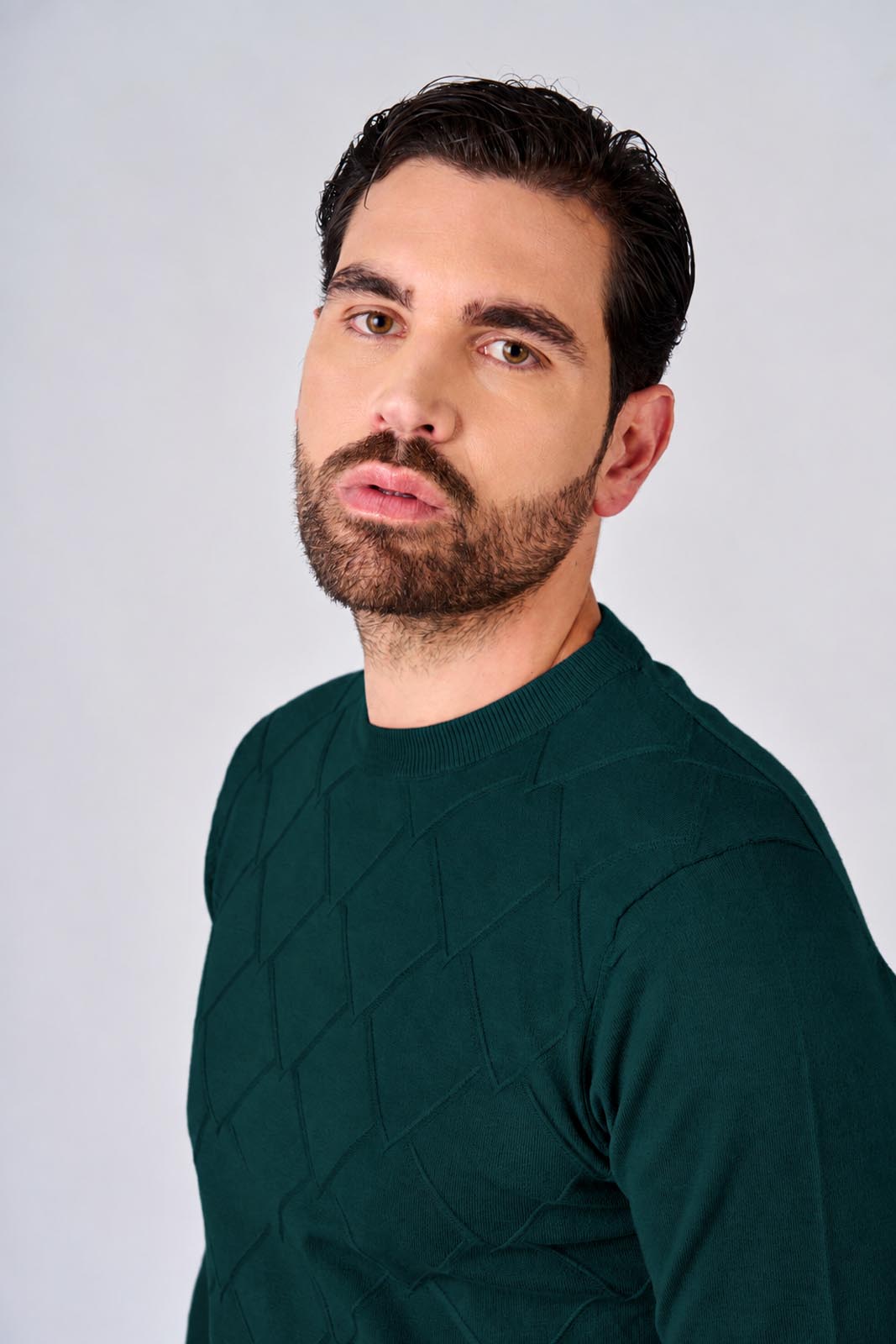 Maglia girocollo con motivo jacquard