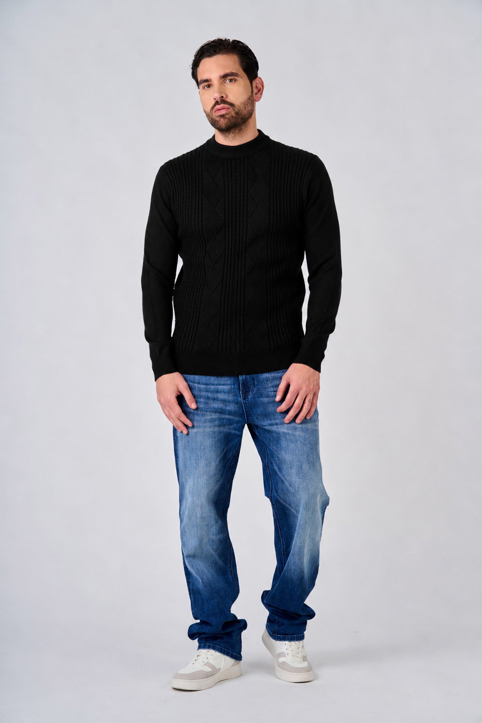 Maglia a mezzo collo con motivo jacquard