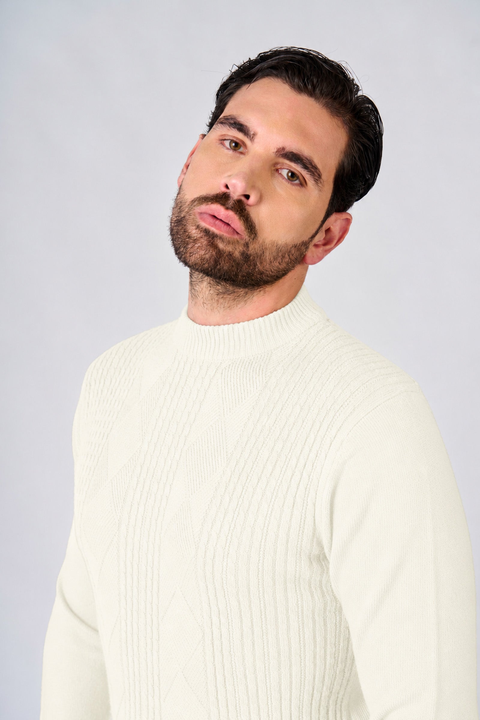 Maglia a mezzo collo con motivo jacquard