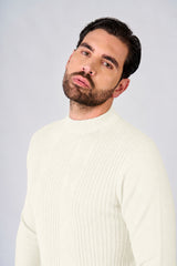 Maglia a mezzo collo con motivo jacquard