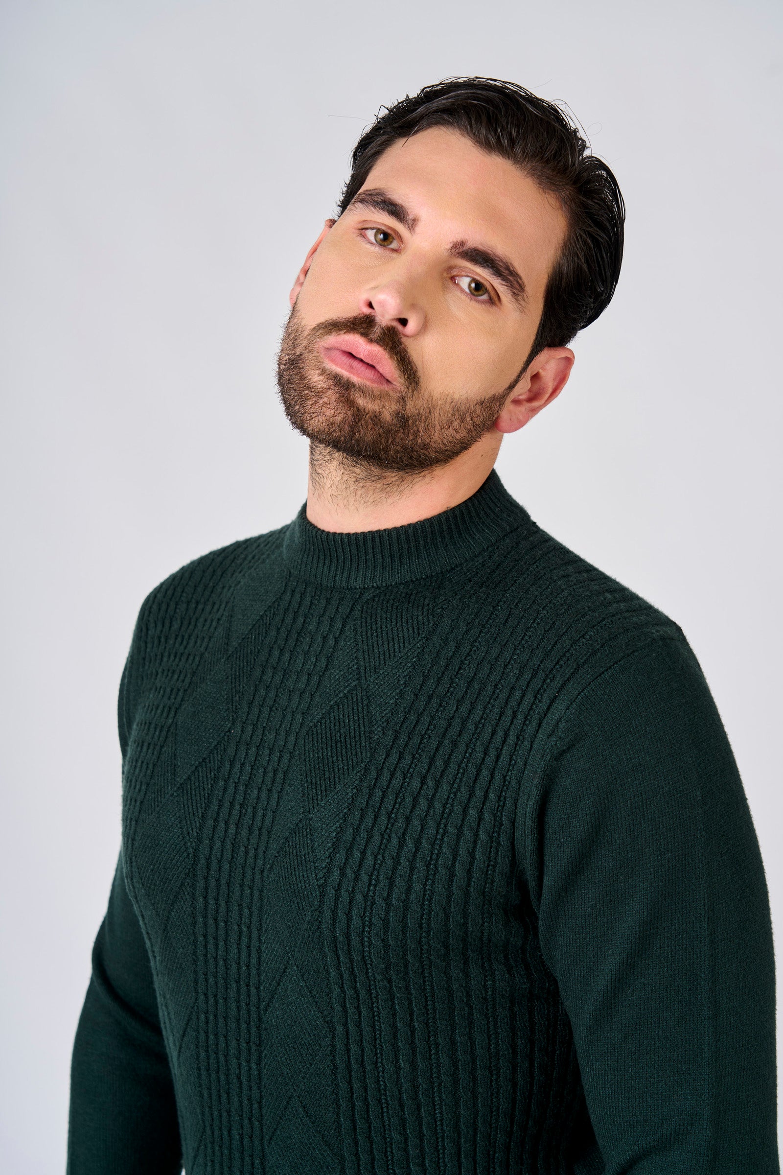 Maglia a mezzo collo con motivo jacquard