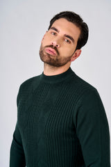 Maglia a mezzo collo con motivo jacquard