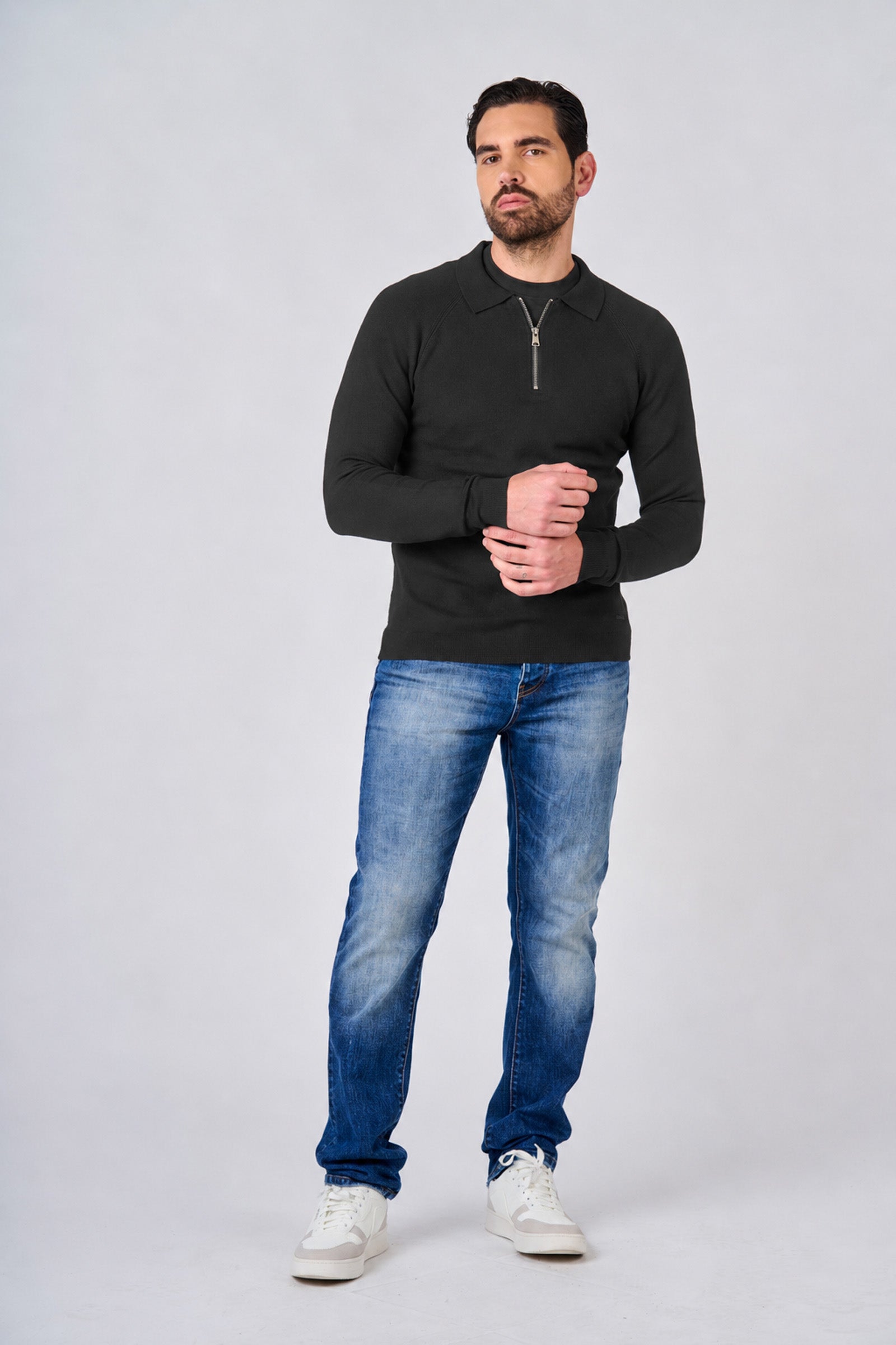 Polo in maglia con manica raglan
