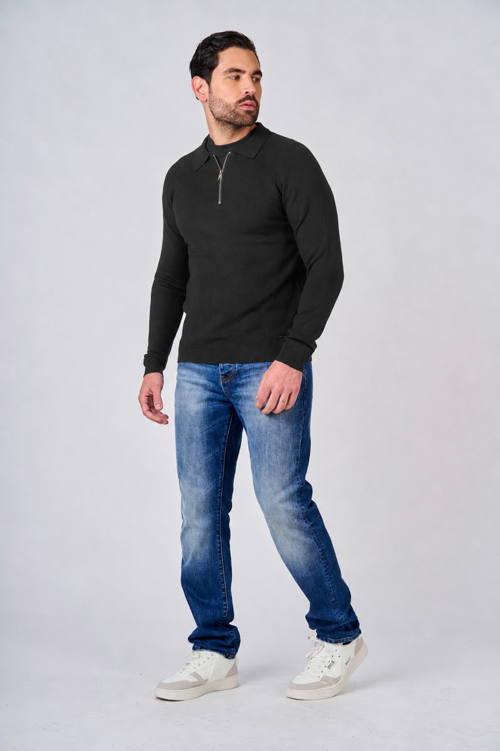 Polo in maglia con manica raglan