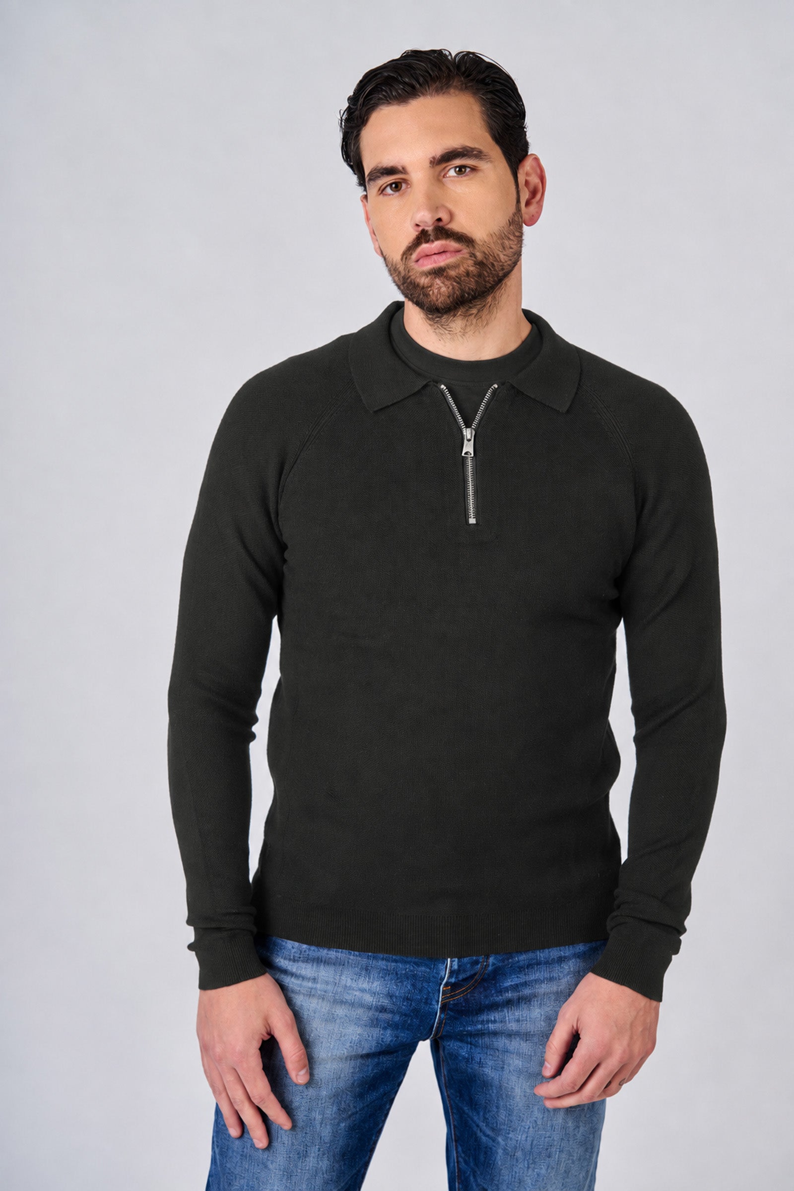 Polo in maglia con manica raglan