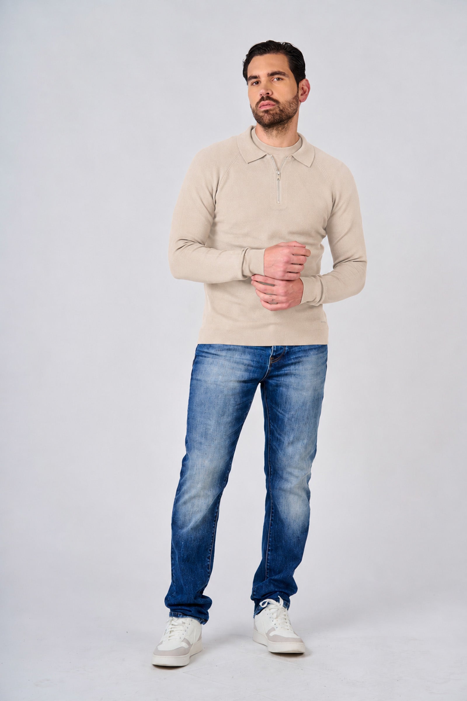 Polo in maglia con manica raglan