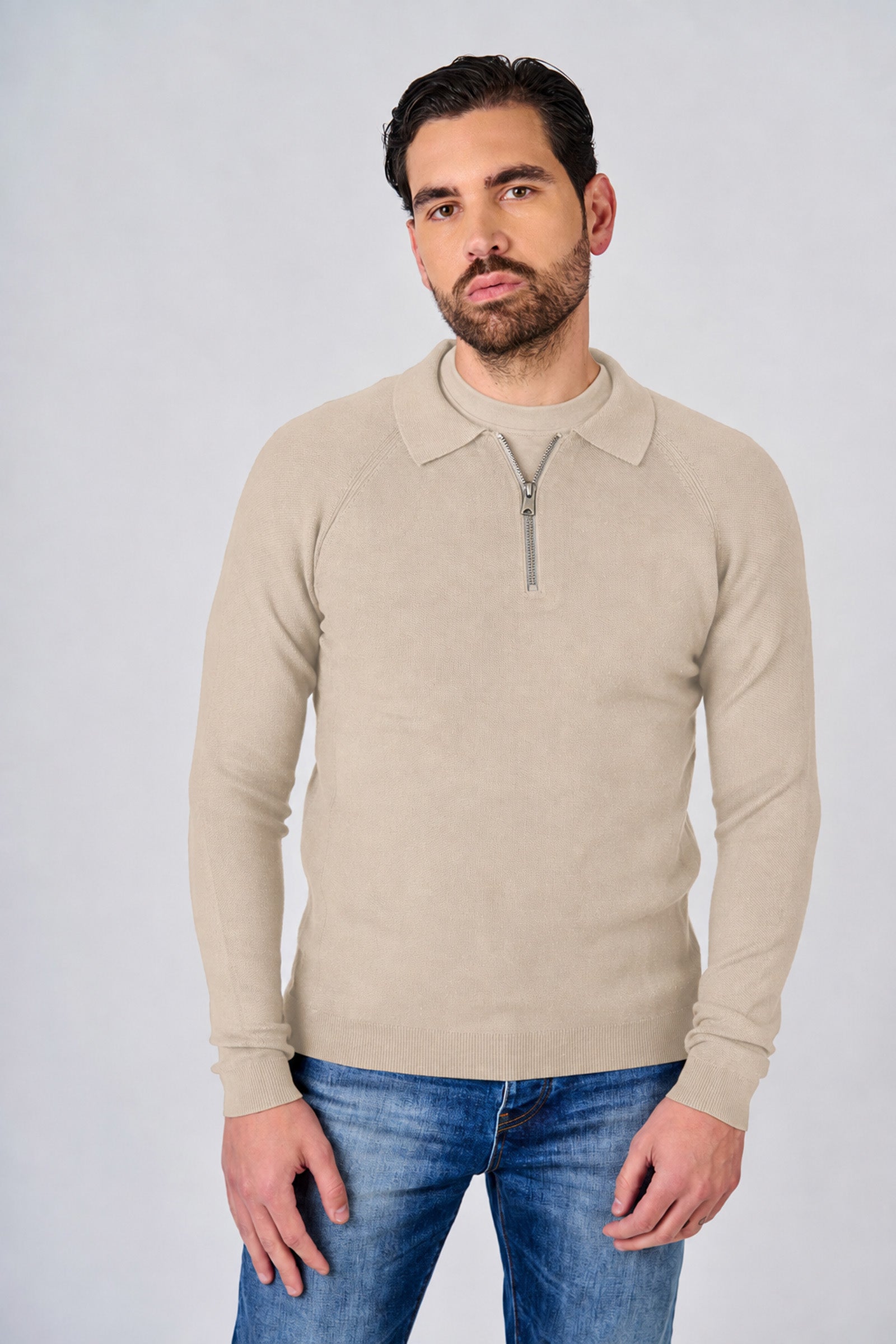 Polo in maglia con manica raglan