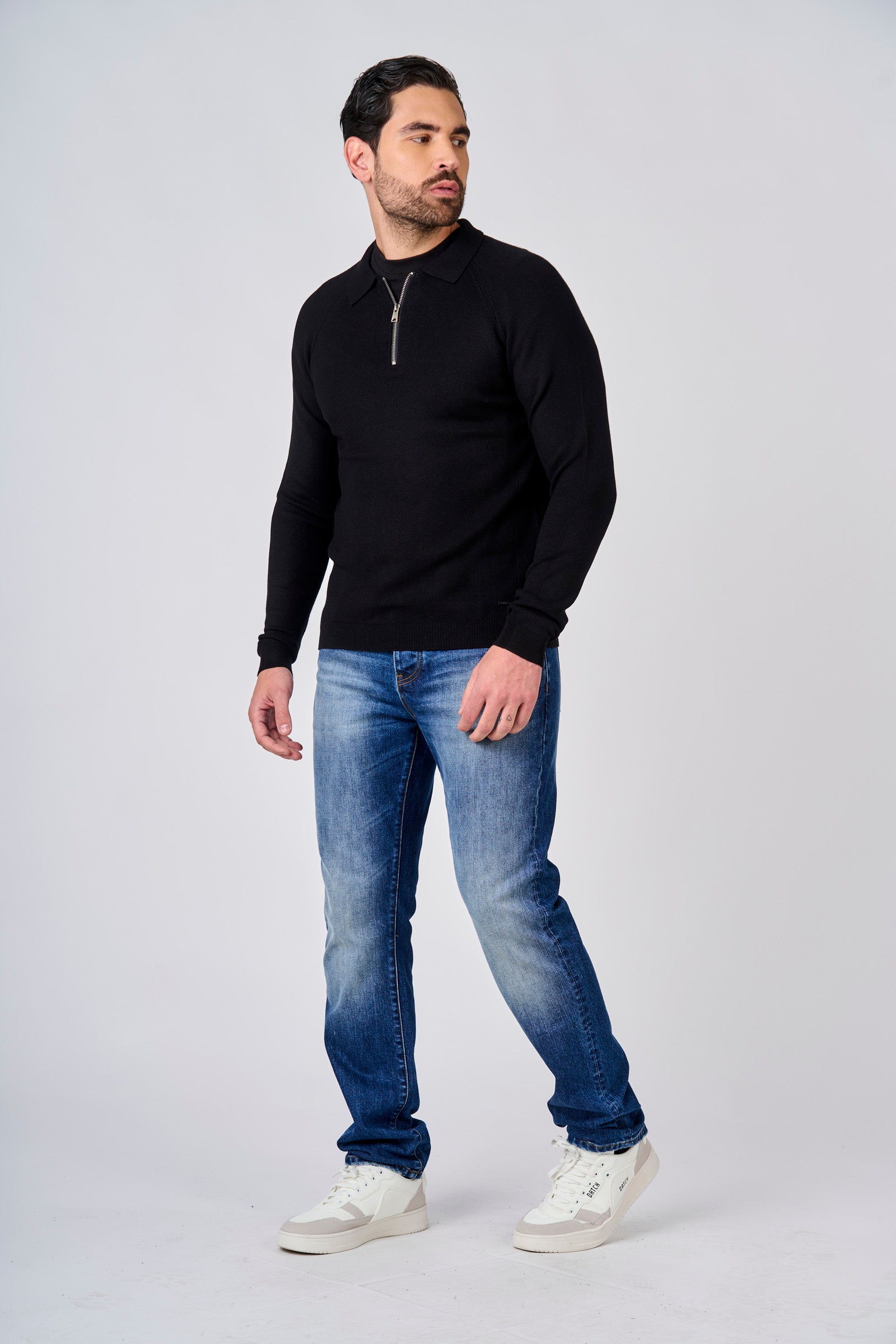 Polo in maglia con manica raglan