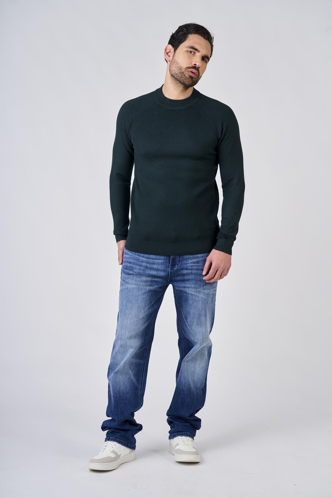 Maglia a mezzo collo manica raglan