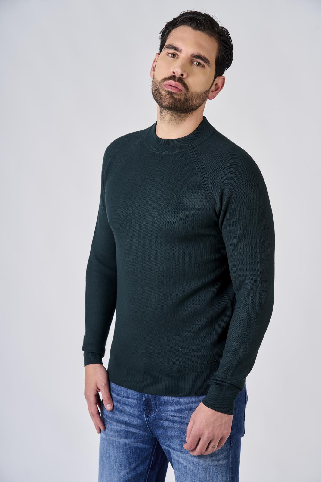 Maglia a mezzo collo manica raglan