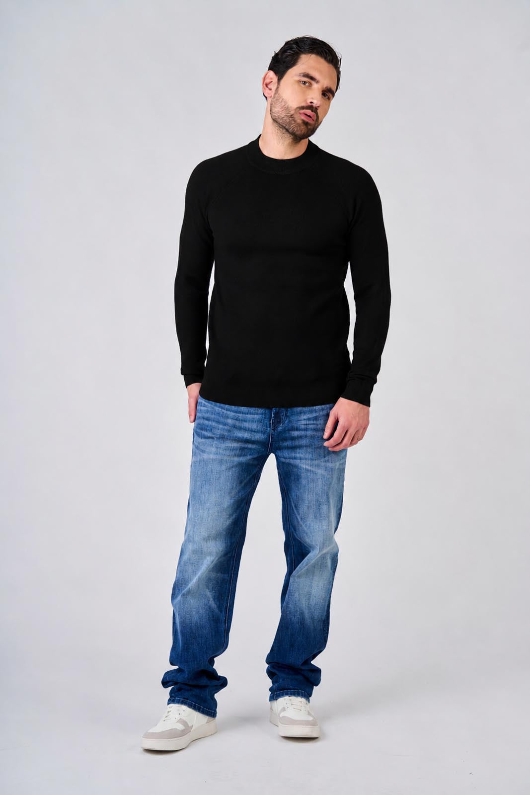 Maglia a mezzo collo manica raglan
