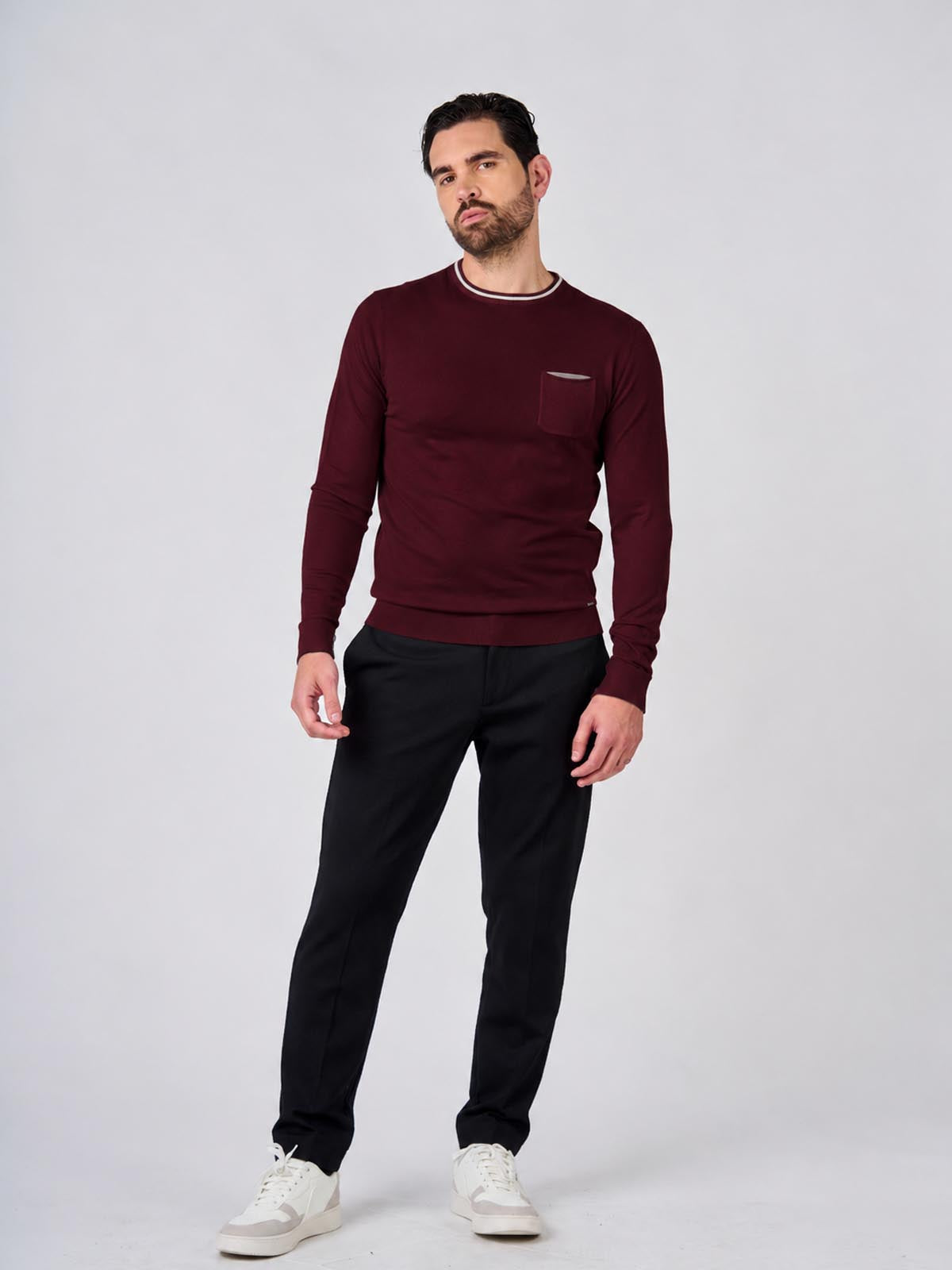 Maglia girocollo manica raglan con taschino