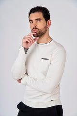 Maglia girocollo manica raglan con taschino