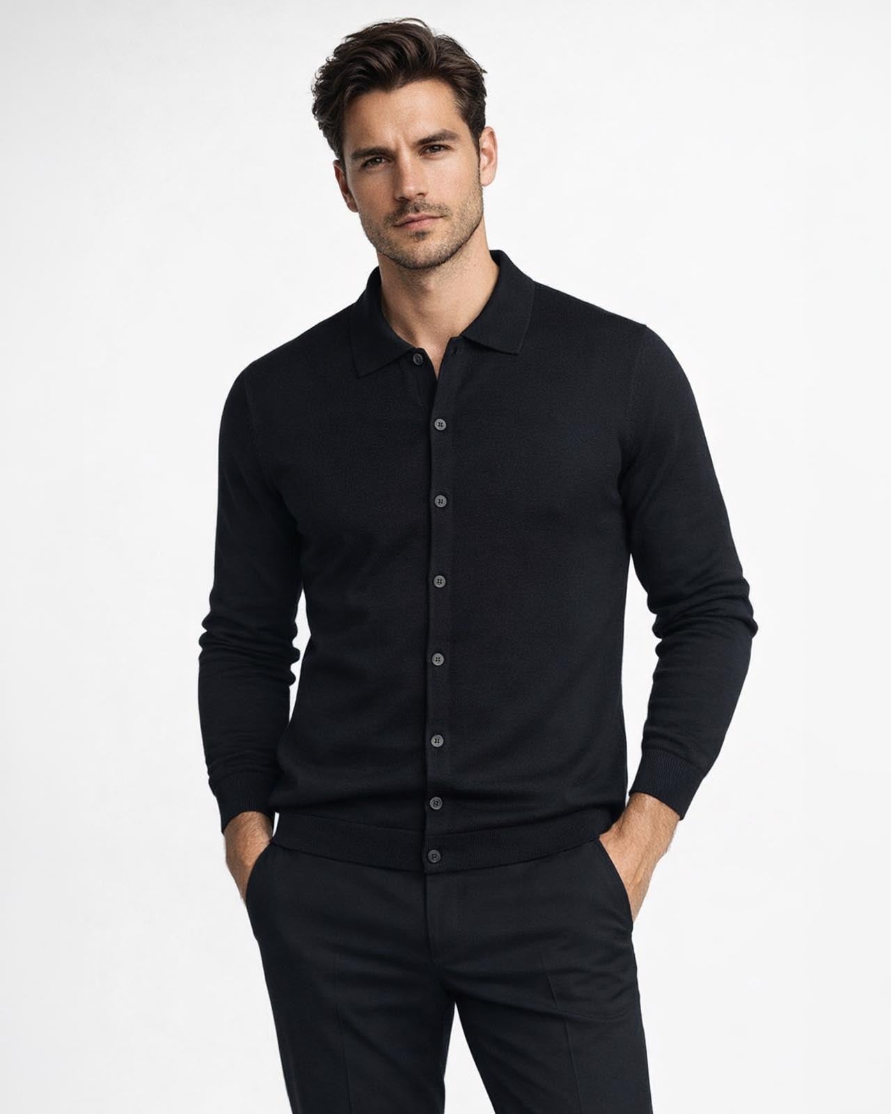 Cardigan con collo in camicia