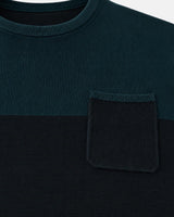 Maglia girocollo bicolore con taschino