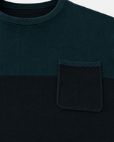 Maglia girocollo bicolore con taschino