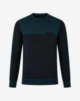 Maglia girocollo bicolore con taschino