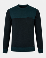 Maglia girocollo bicolore con taschino