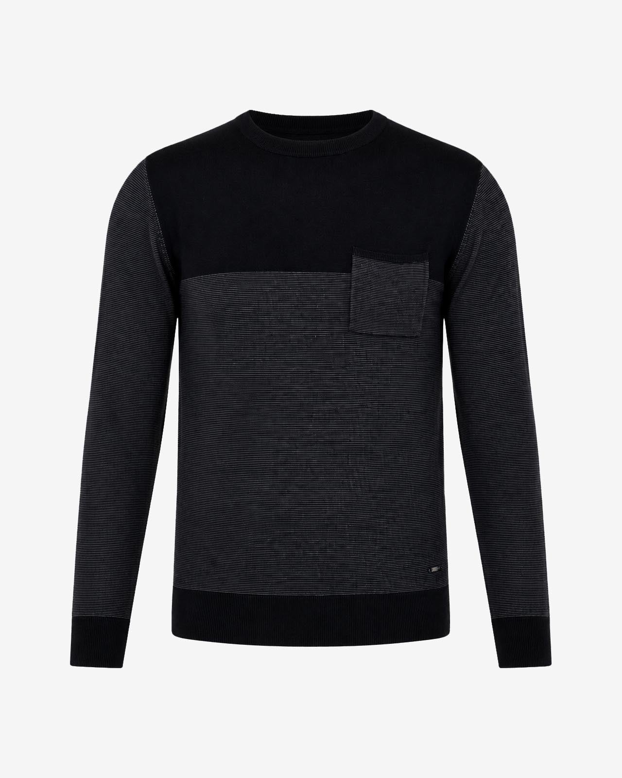 Maglia girocollo bicolore con taschino
