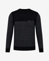 Maglia girocollo bicolore con taschino