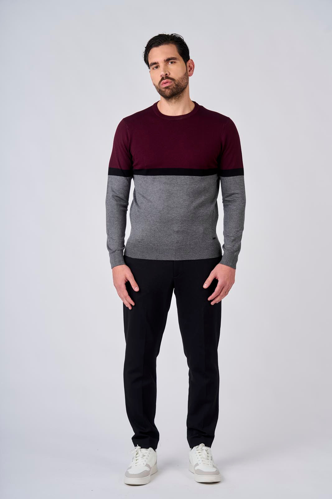 Maglia girocollo bicolore