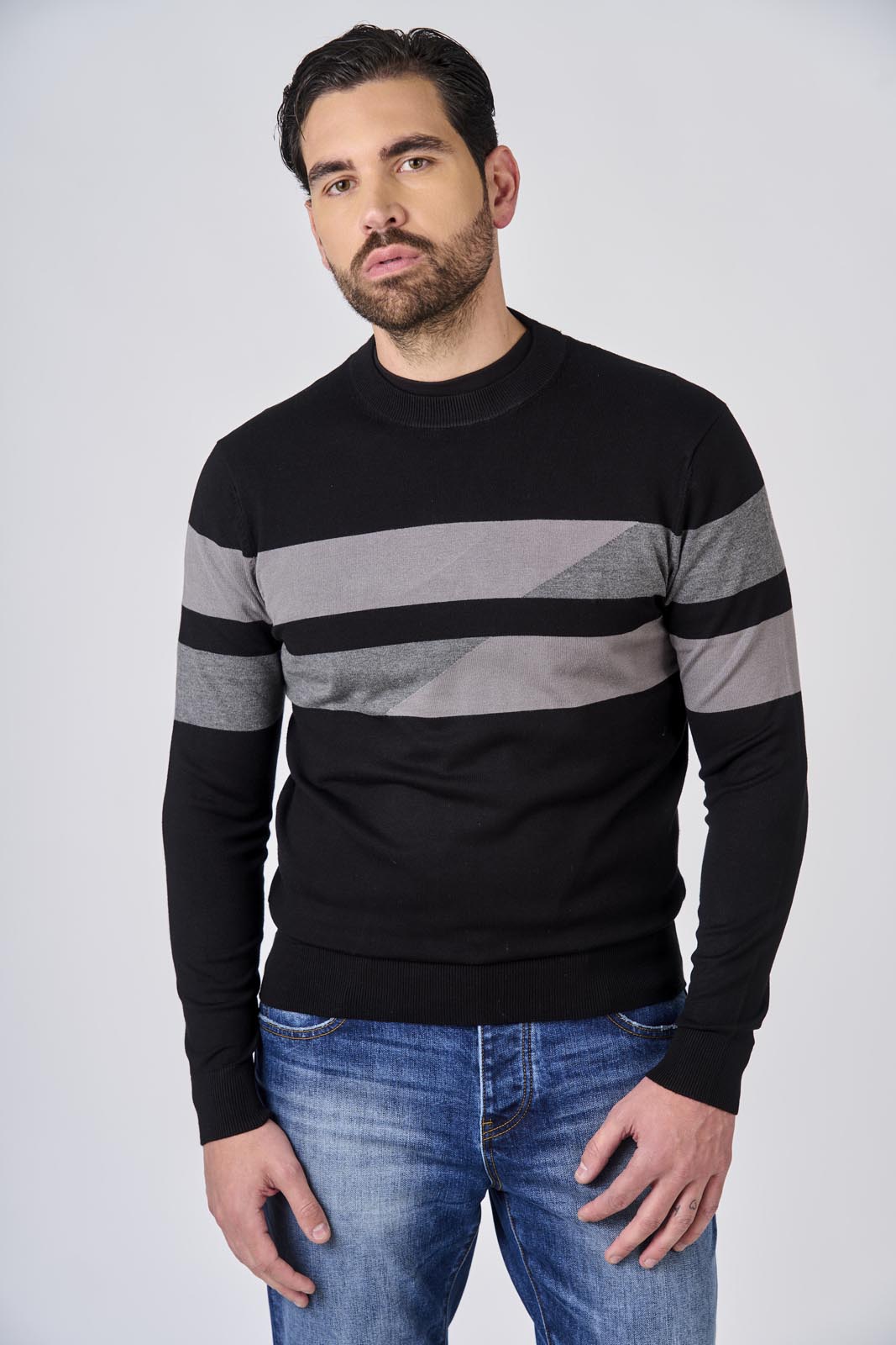 Maglia girocollo bicolore