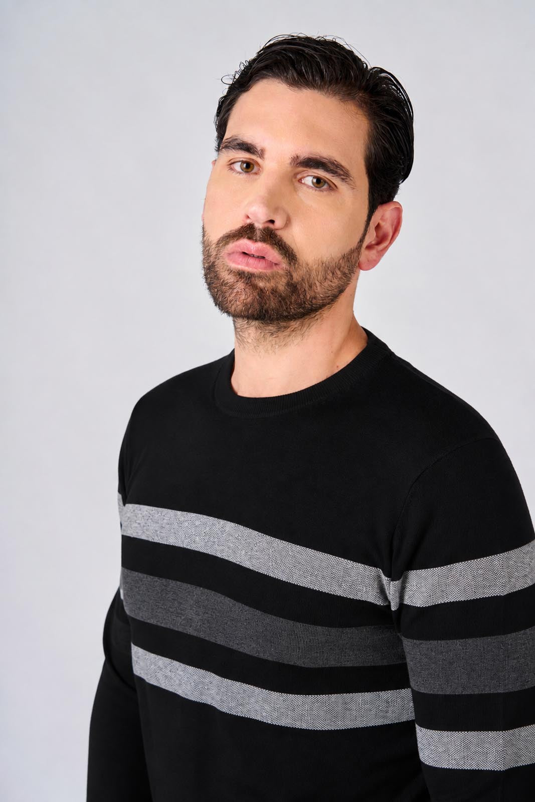 Maglia girocollo bicolore