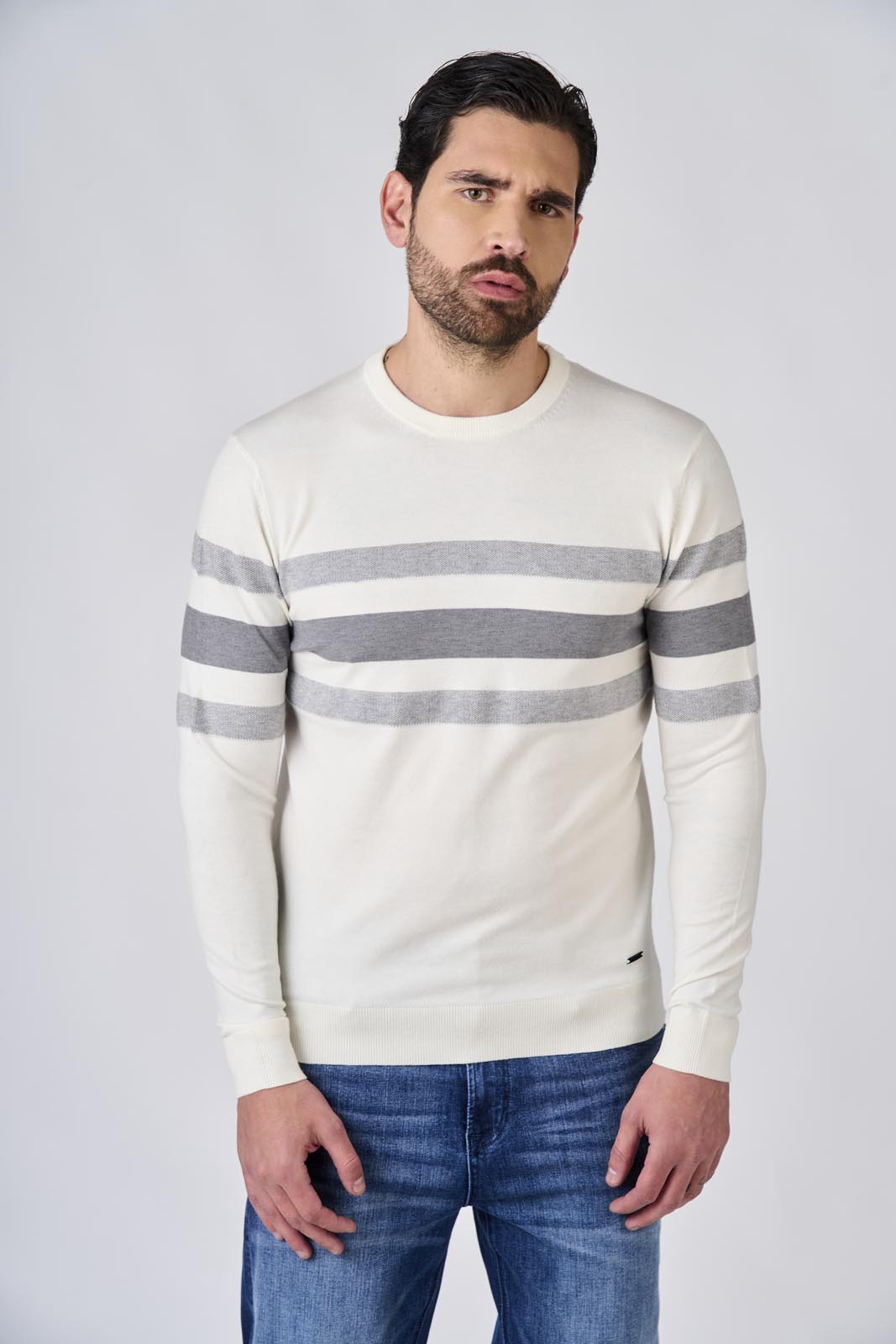 Maglia girocollo bicolore