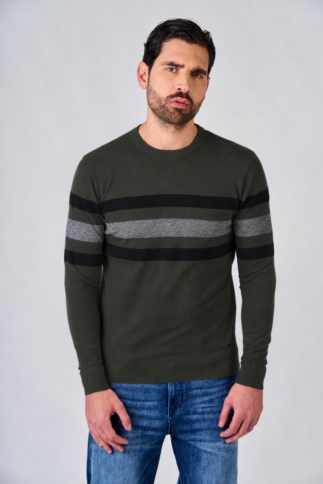 Maglia girocollo bicolore