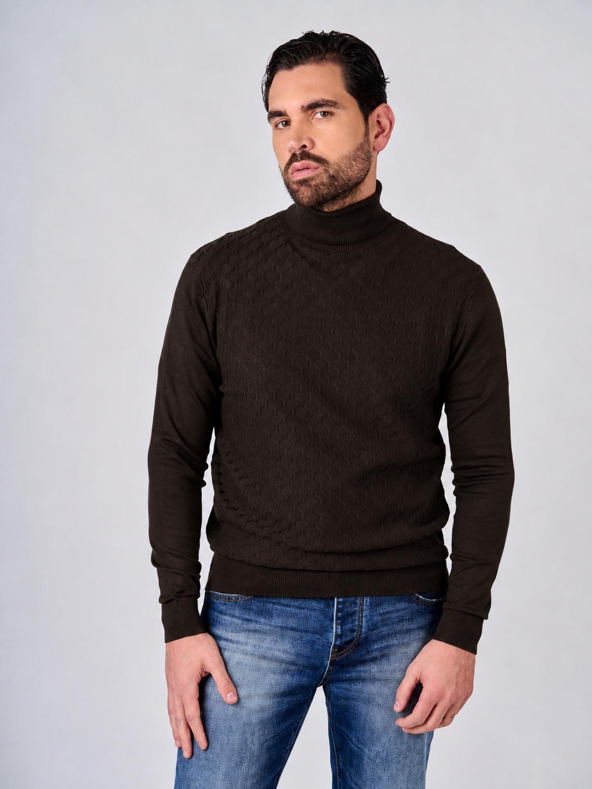 Maglia dolcevita con motivo jacquard