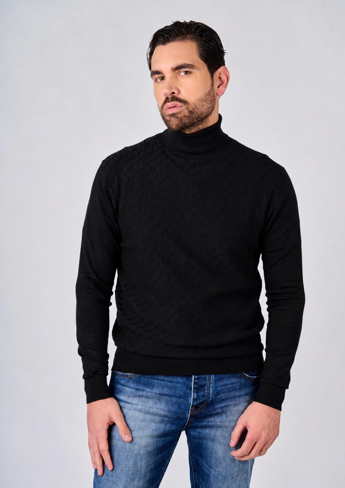Maglia dolcevita con motivo jacquard