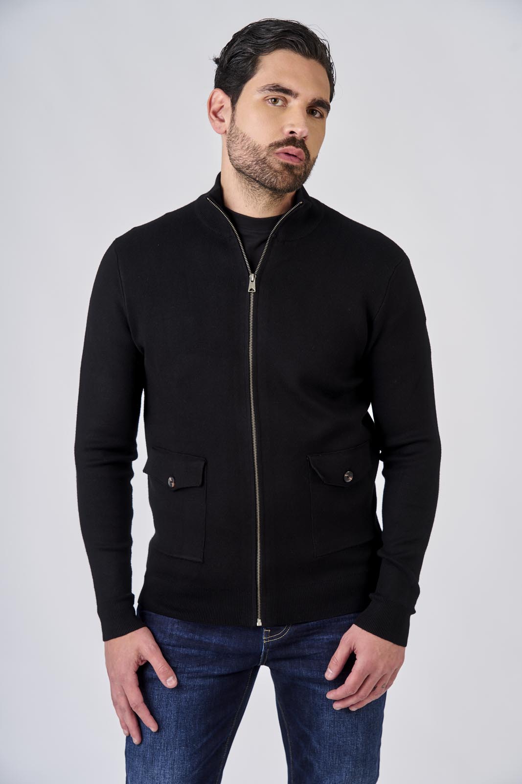 Maglia a mezzo collo con zip